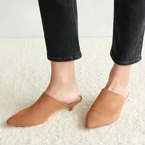 Jenni Kayne Walnut Oiled Leather Kitten Heel Mules Size 41